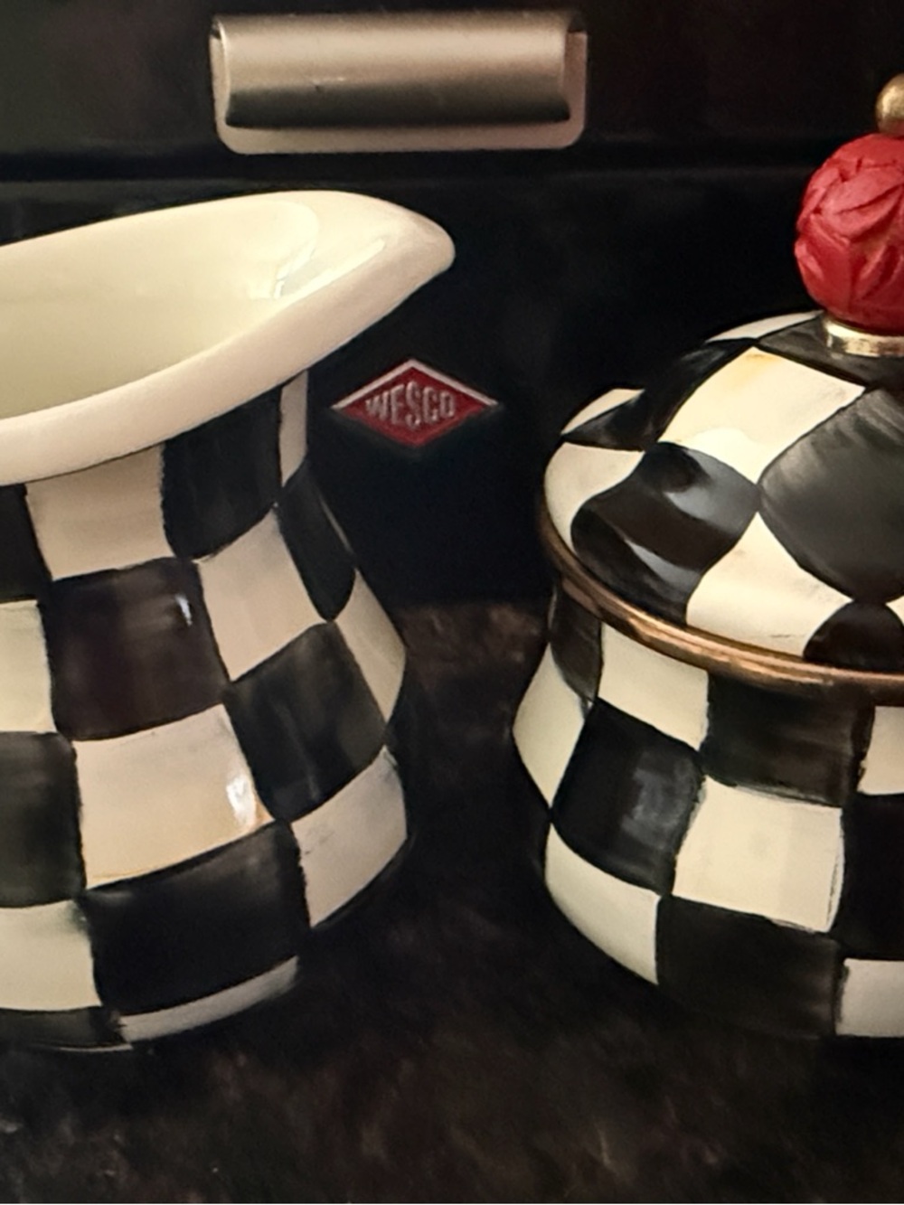 Mackenzie-Childs Courtly Check Creamer & Sugar Bowl Set. NEW